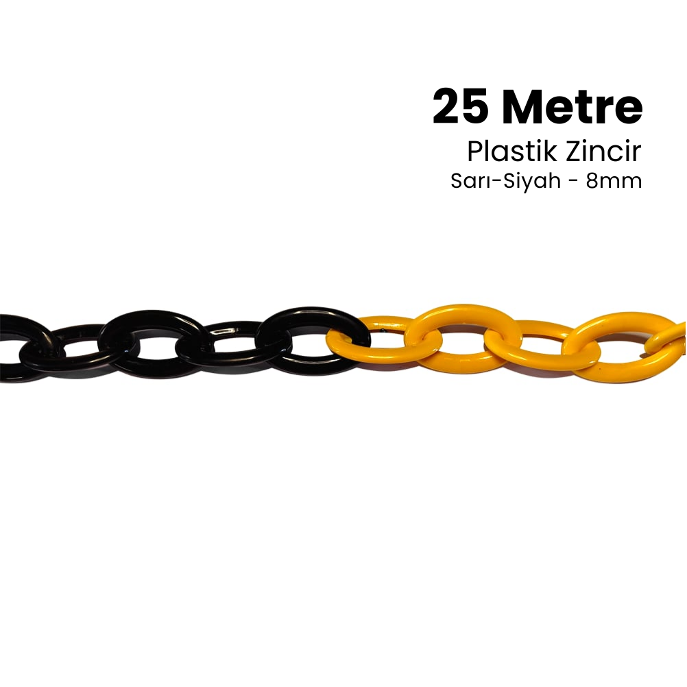 Plastik Zincir 8mm Sarı-Siyah 25 m