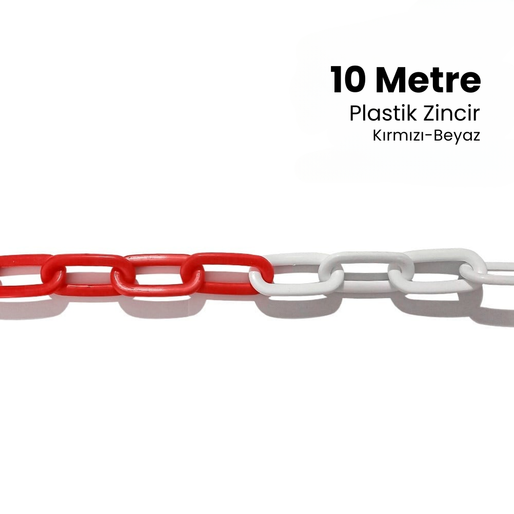 Plastik Zincir Kırmızı-Beyaz 10 m