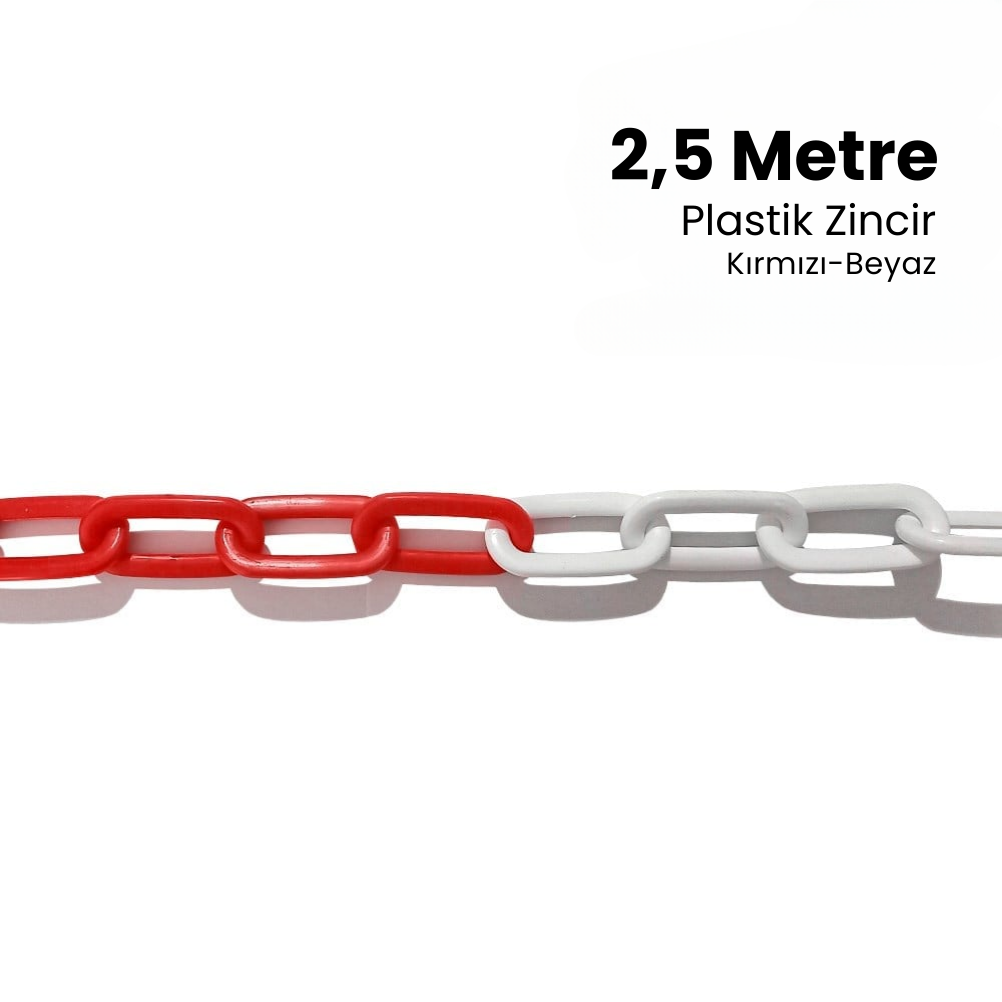 Plastik Zincir Kırmızı-Beyaz 2,5 m