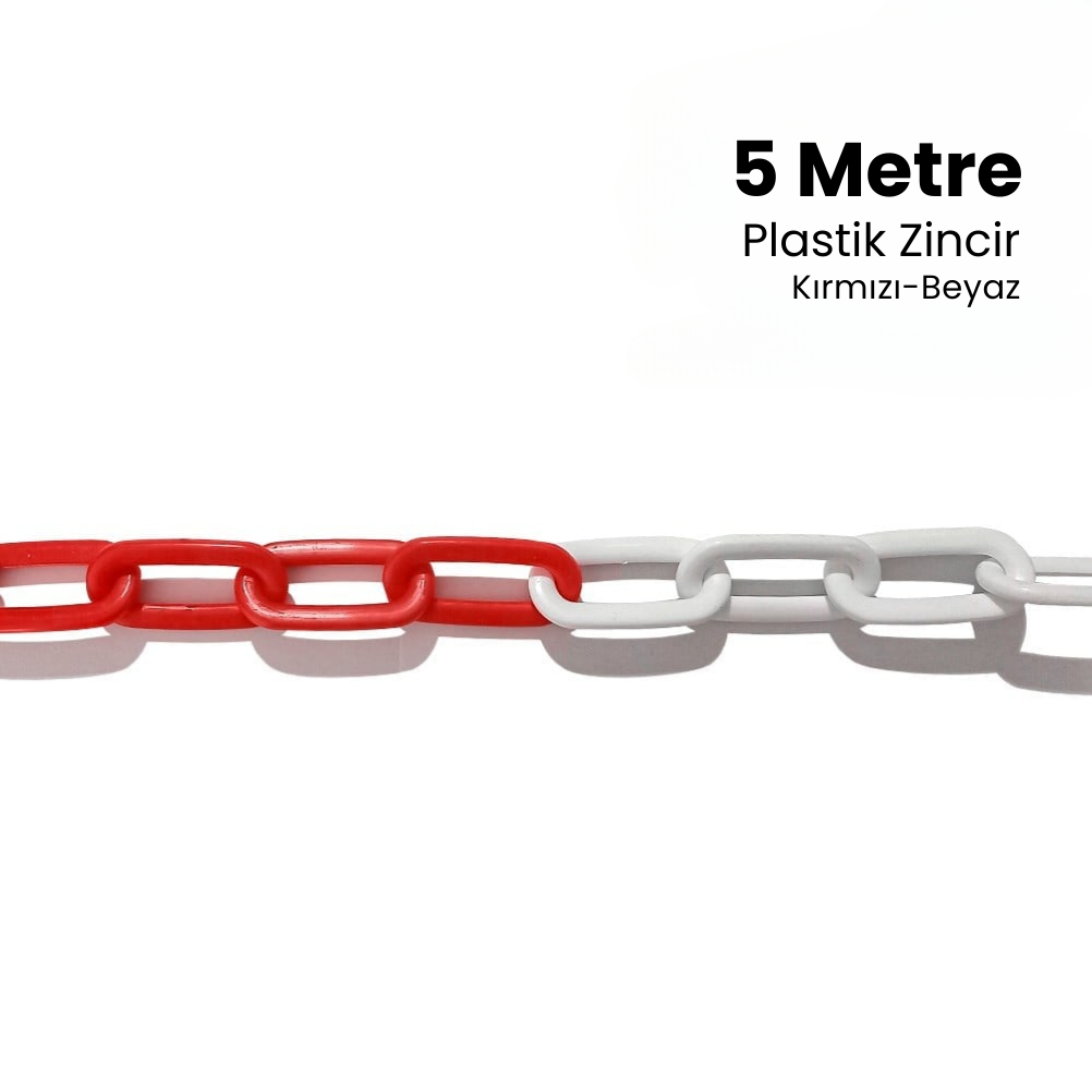 Plastik Zincir Kırmızı-Beyaz 5 m