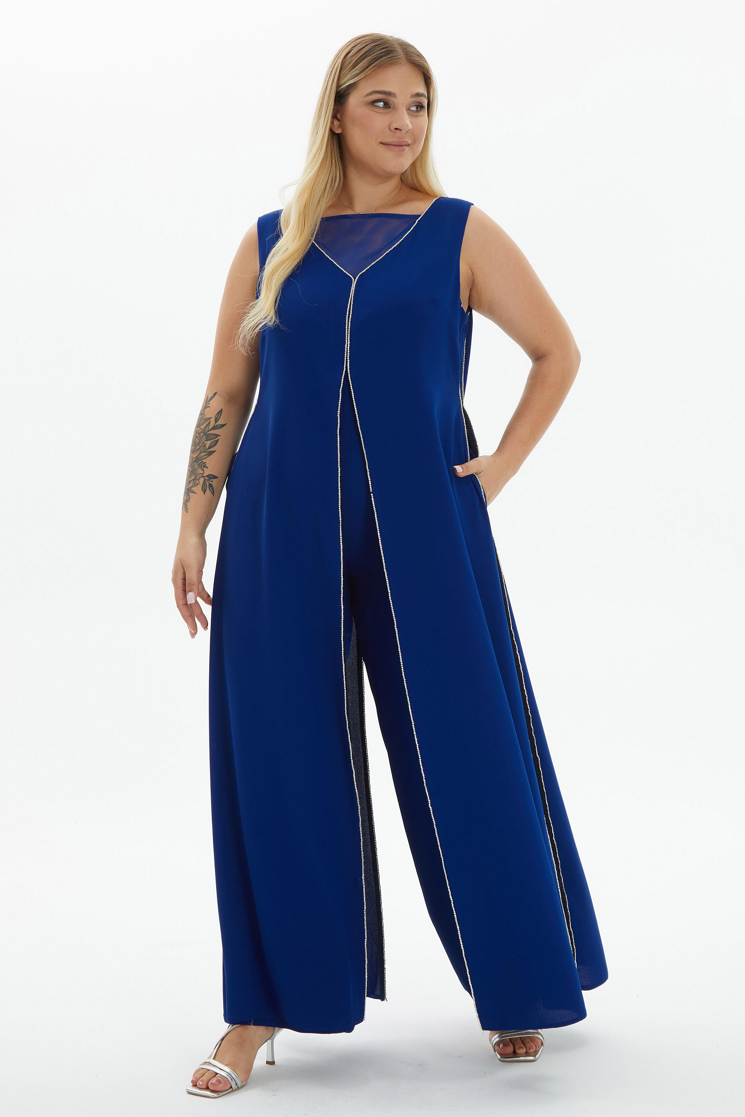 Büyük Beden Abiye Taşlı Tulum