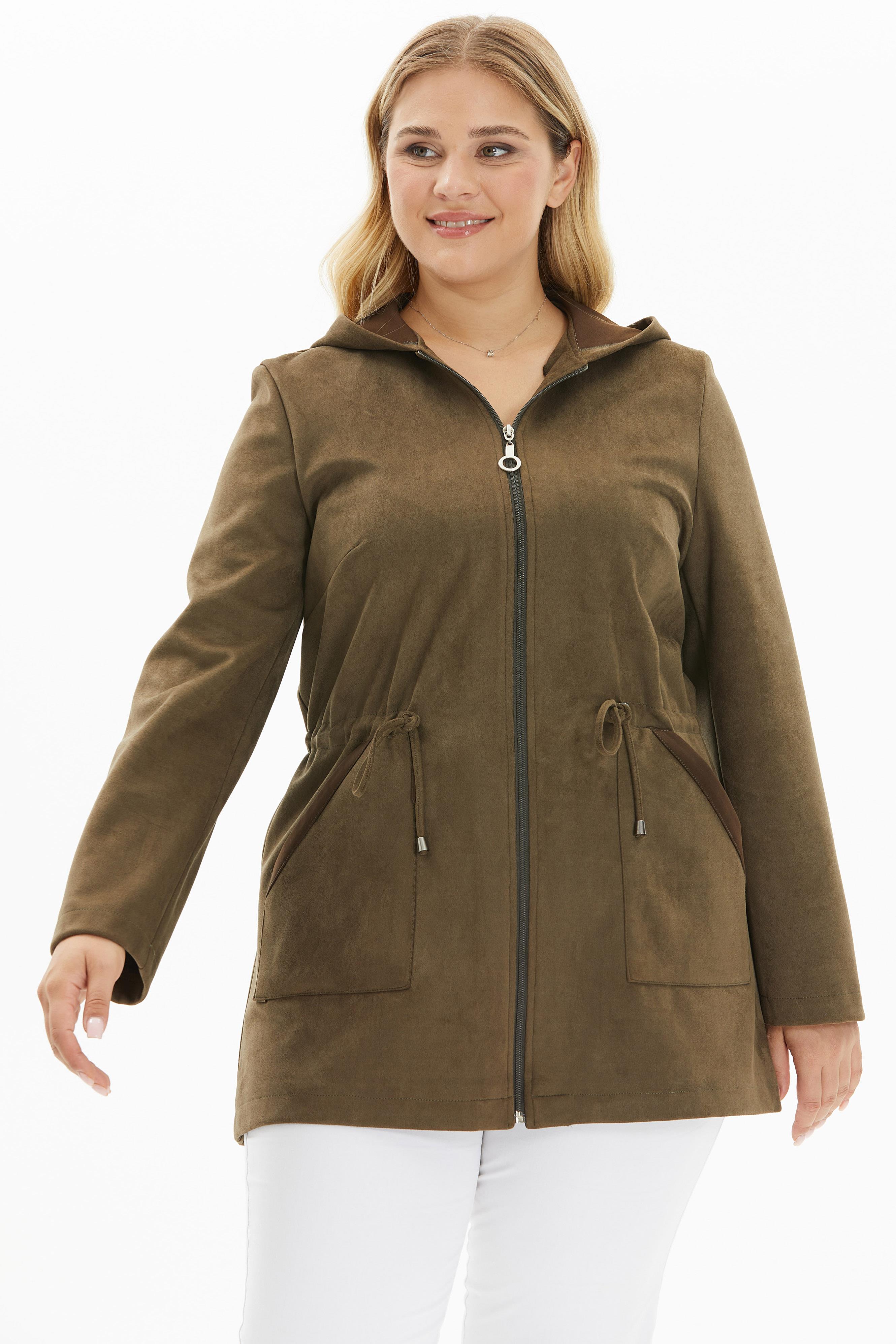 Büyük Beden Süet Kumaş Trenckot