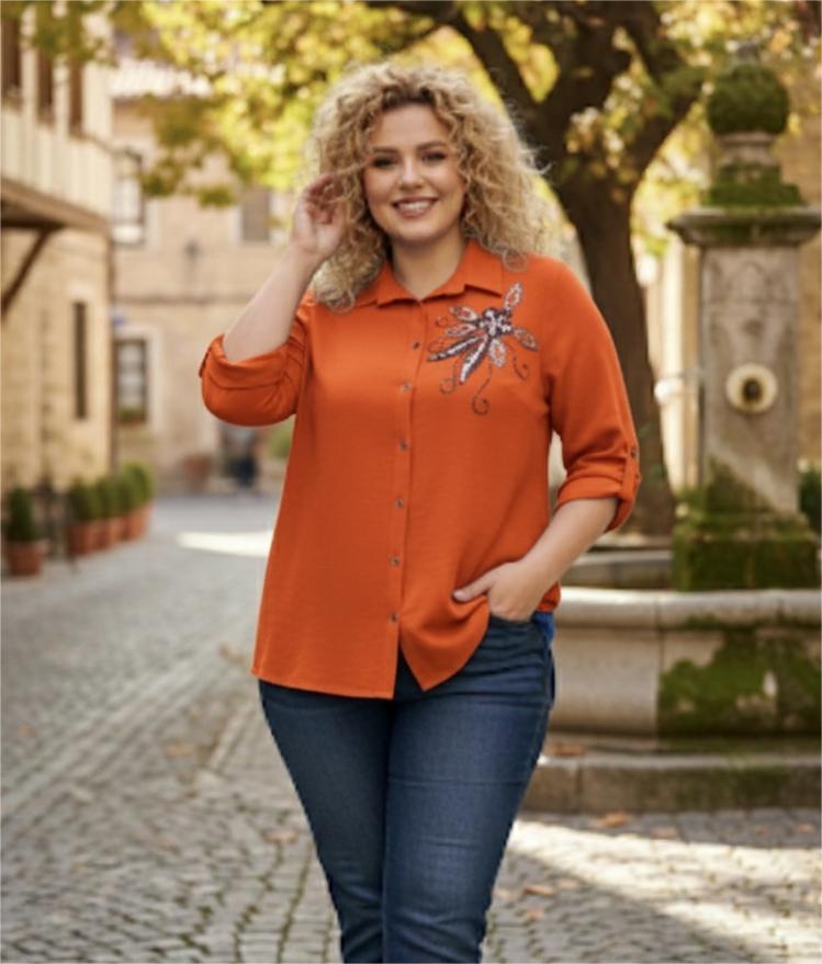 Büyük Beden Keten Gömlek