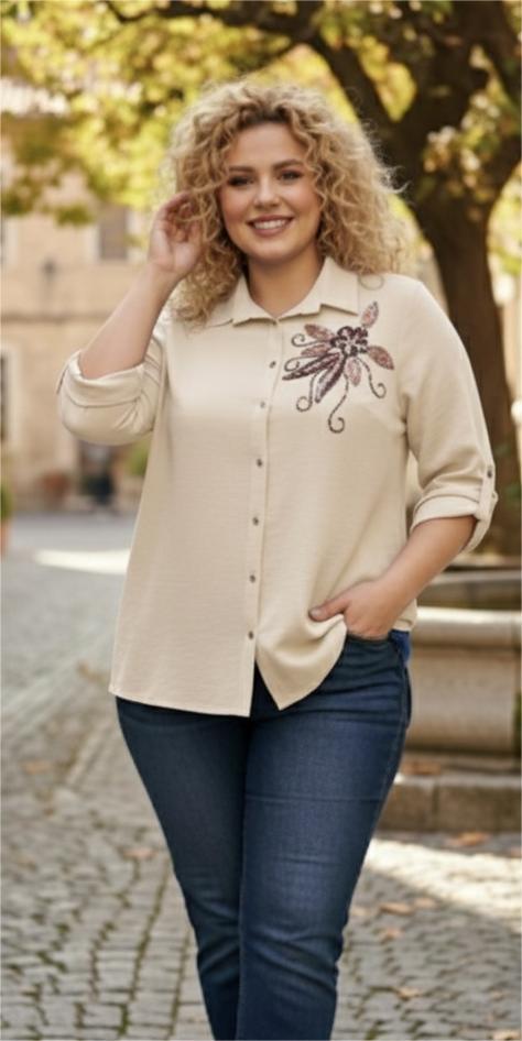 Büyük Beden Keten Gömlek