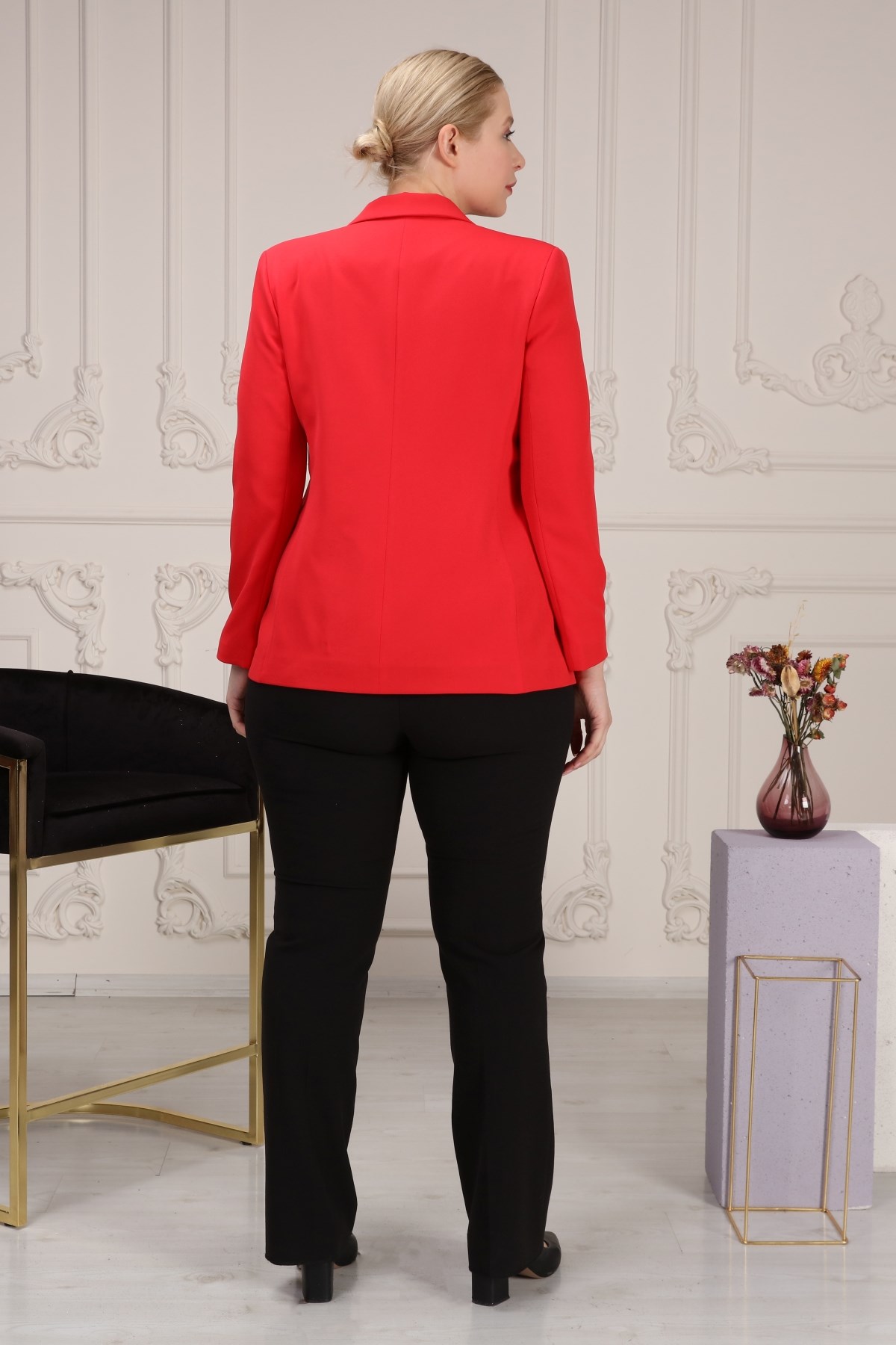 Büyük beden tek düğme blazer ceket