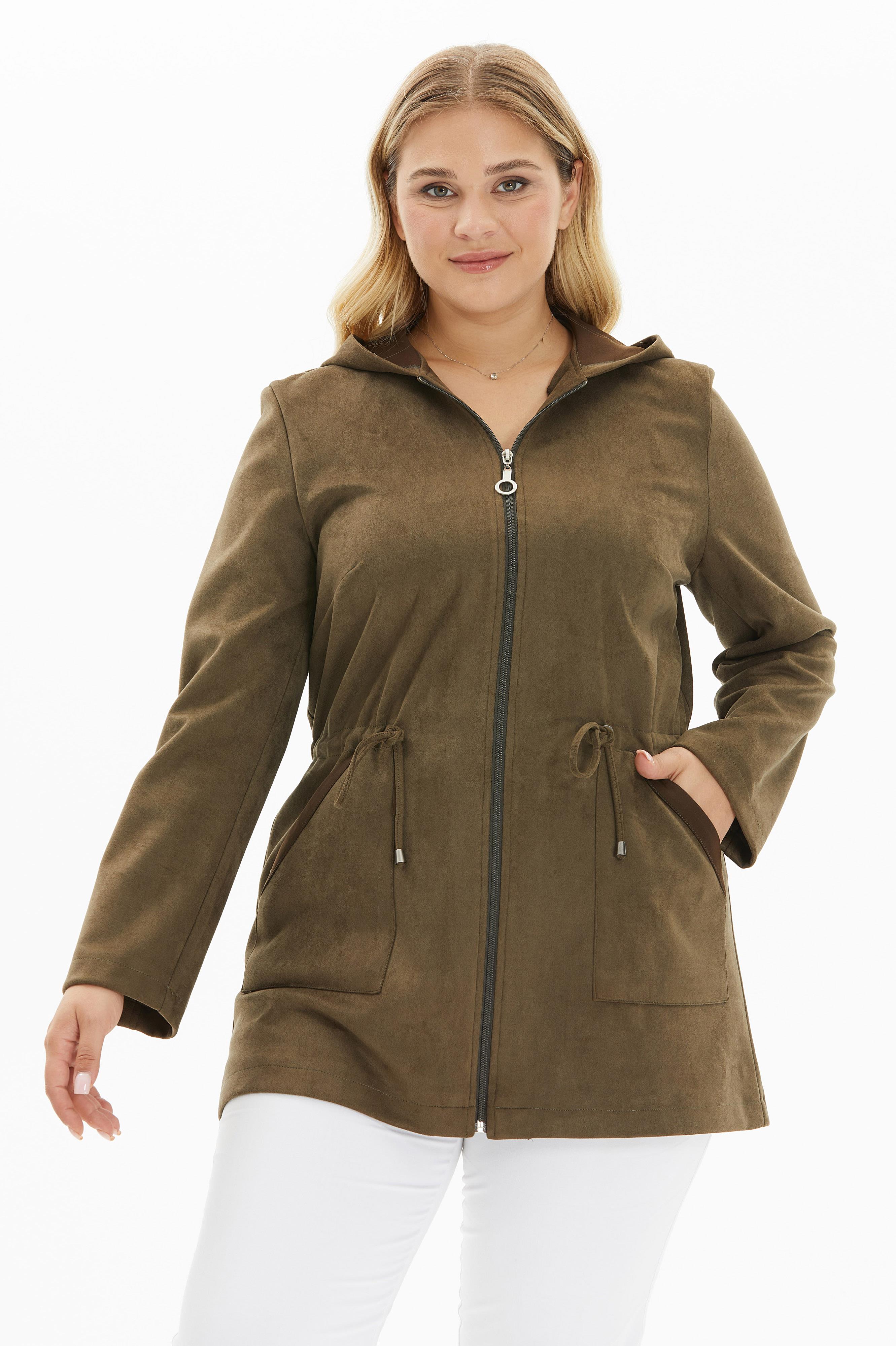 Büyük Beden Süet Kumaş Trenckot