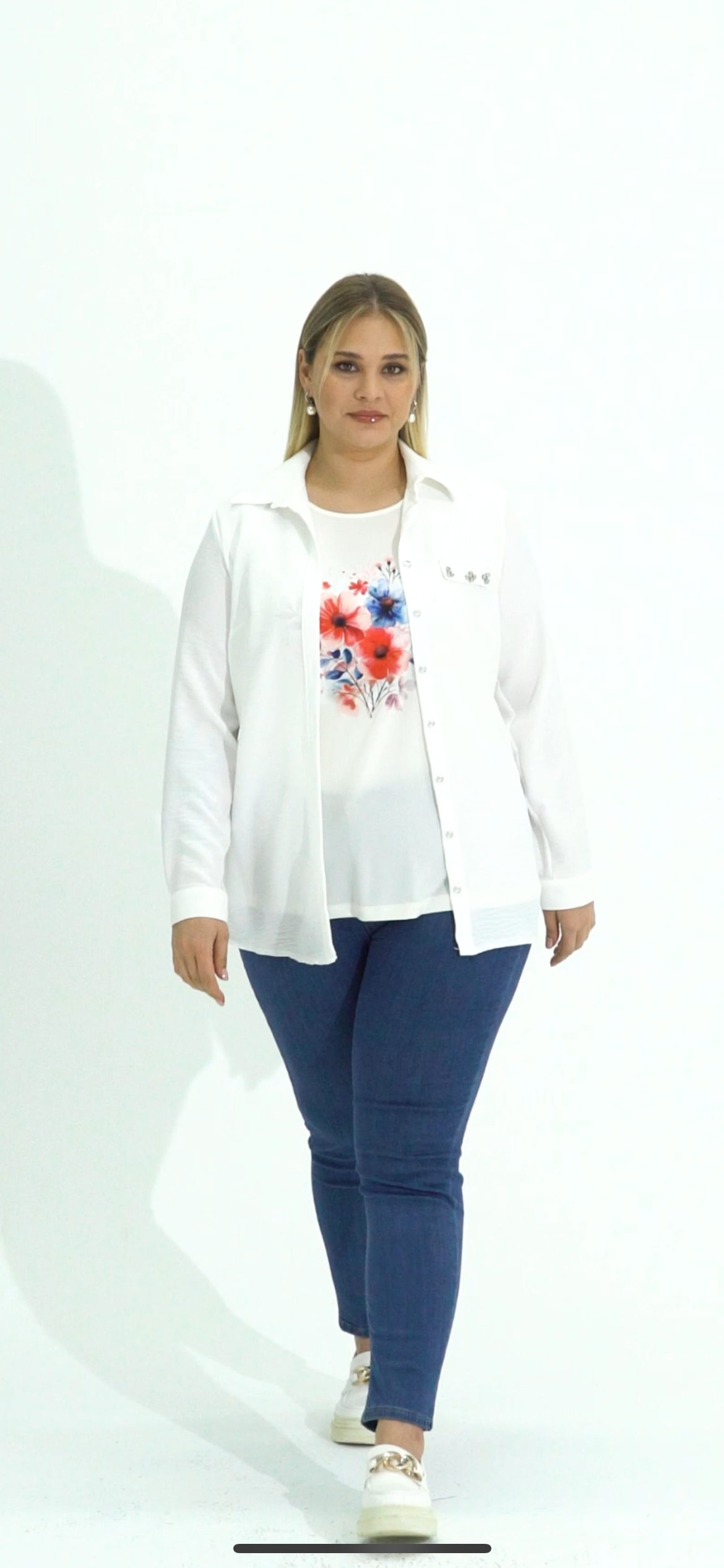 BÜYÜK BEDEN CEBİ TAŞLI İÇİ BLUZLU GÖMLEK