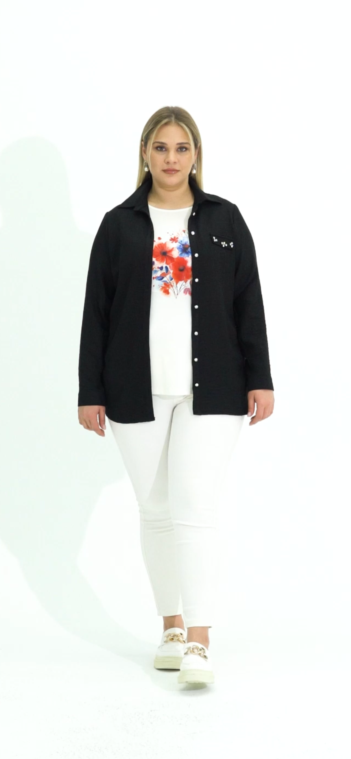 BÜYÜK BEDEN CEBİ TAŞLI İÇİ BLUZLU GÖMLEK