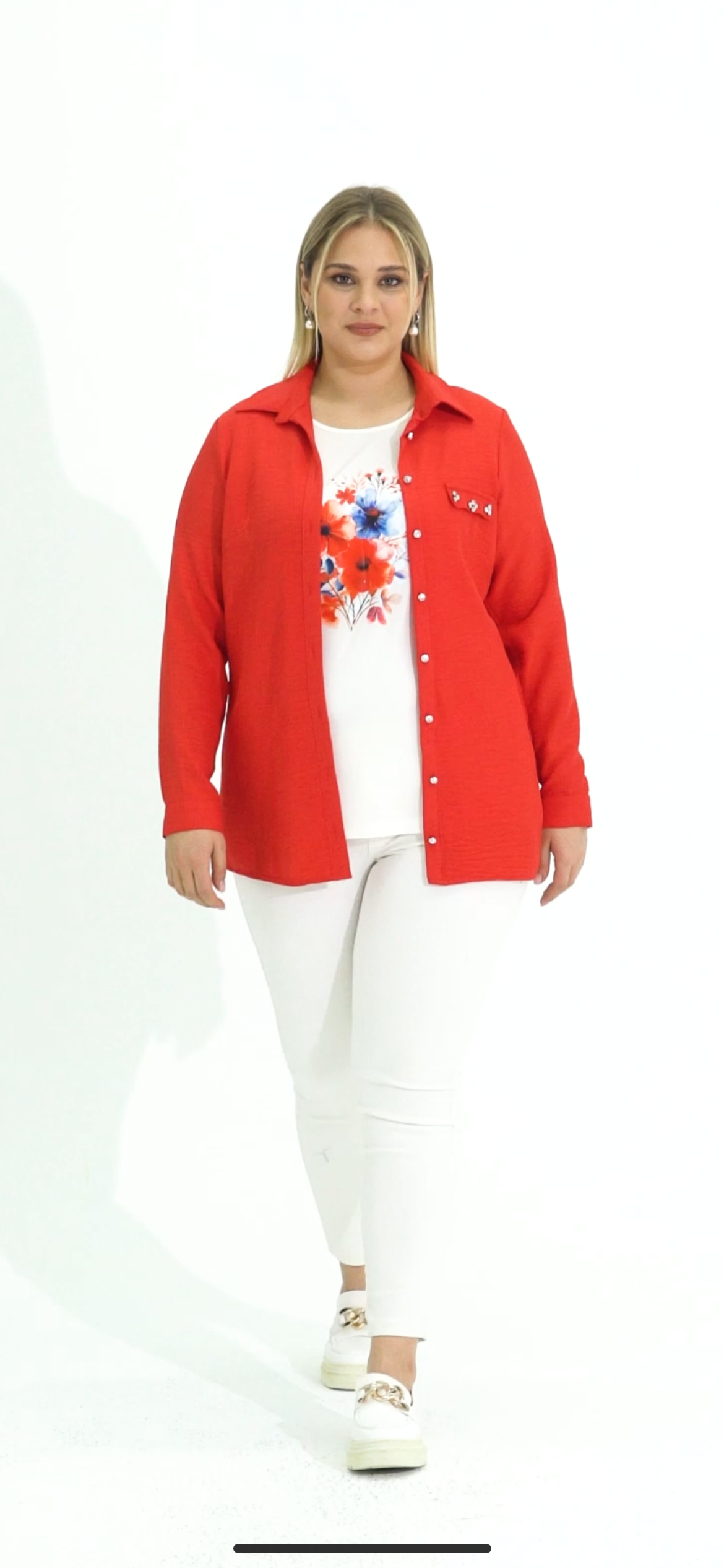 Büyük Beden Cebi Taşlı İçi Bluzlu Gömlek