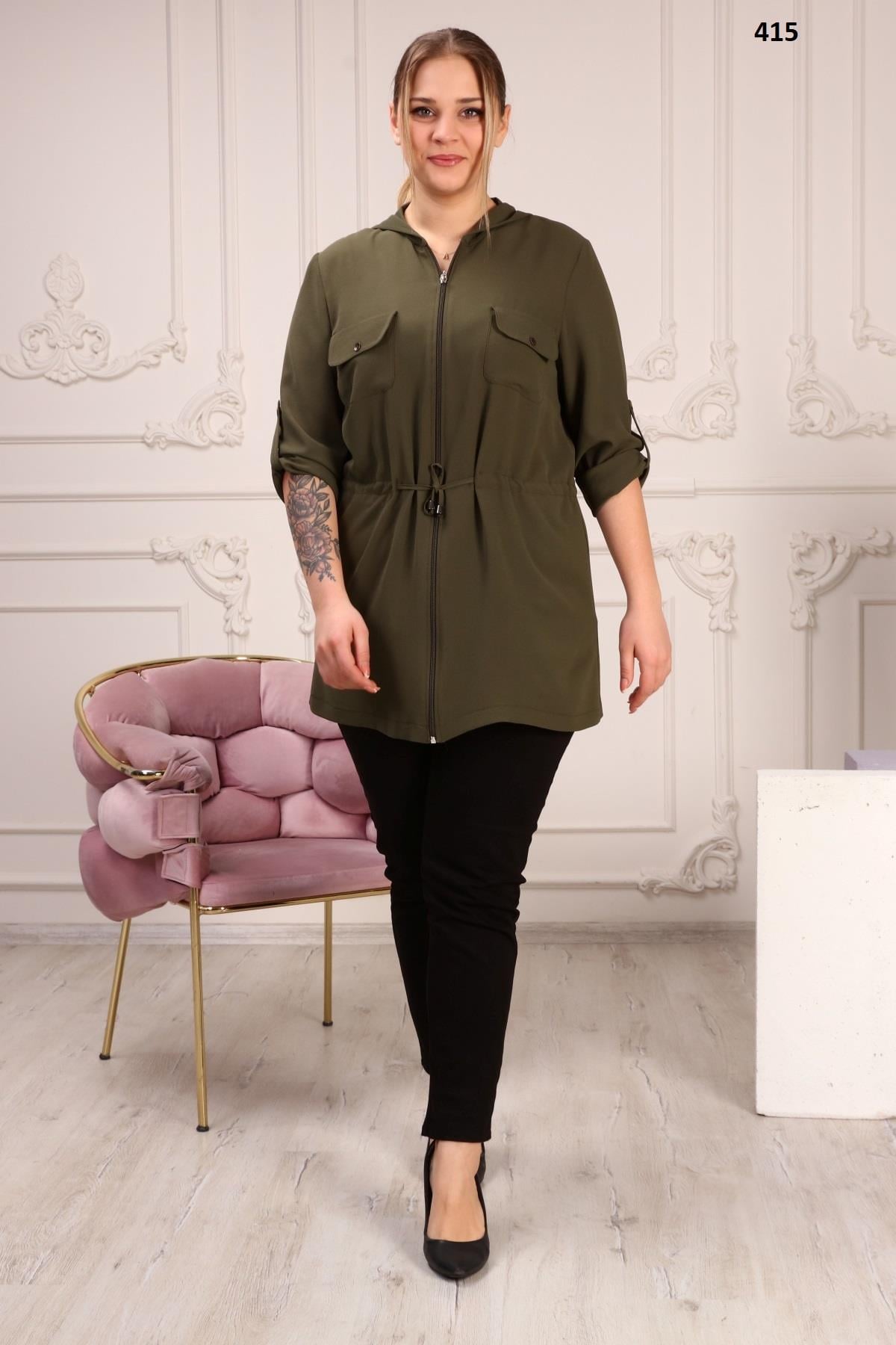 Büyük Beden Kapüşonlu Tunik