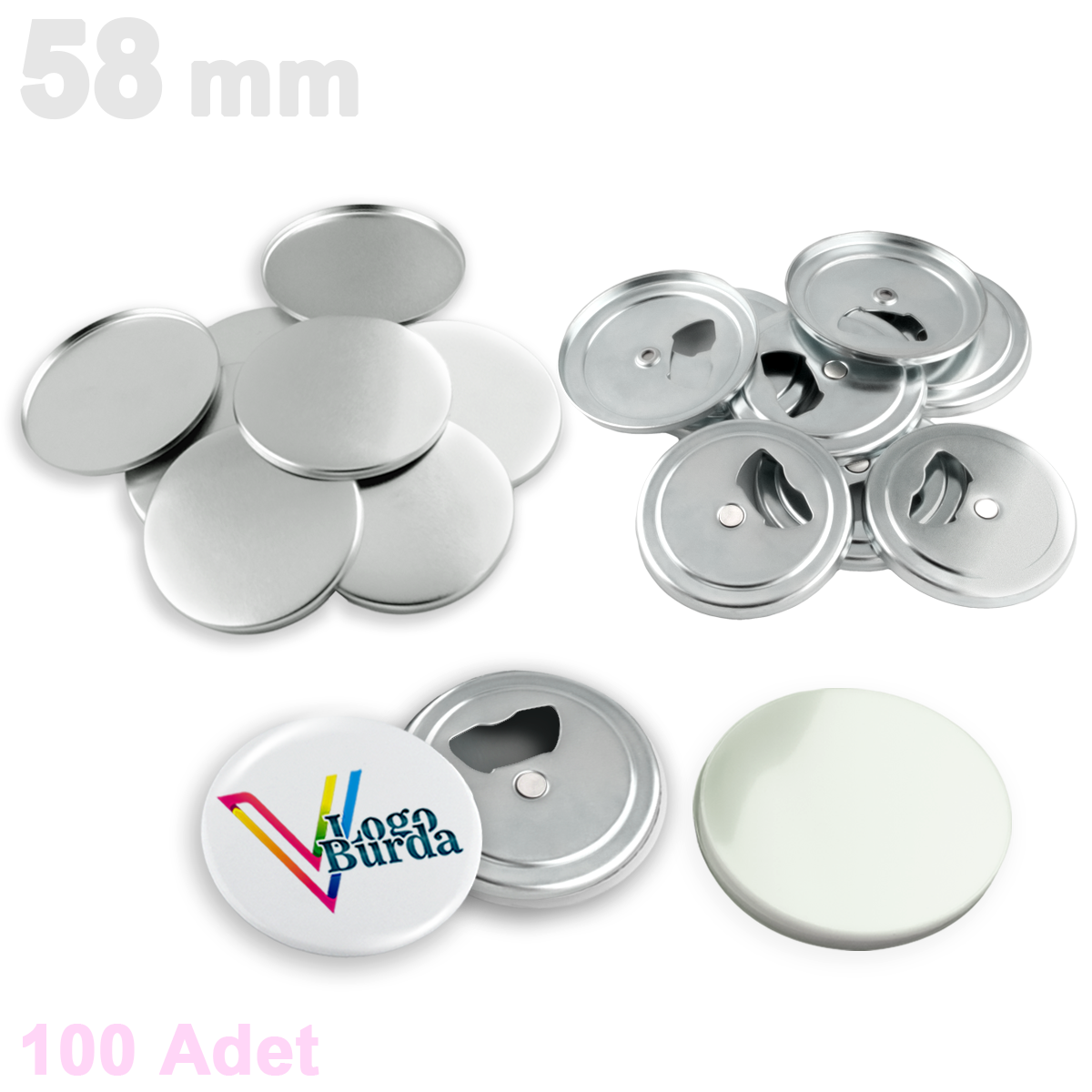 58mm Buton Neodyum Açacak SARF - 100 Adet