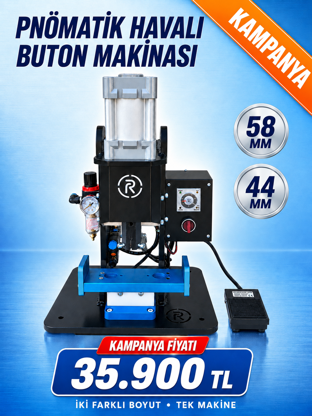 Pnömatik Havalı Buton Makinası