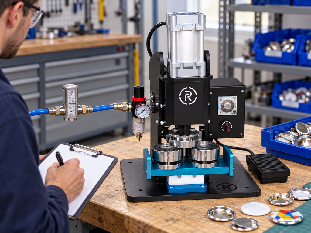 Pnömatik buton makinesine bağlı hava kompresörü tankı