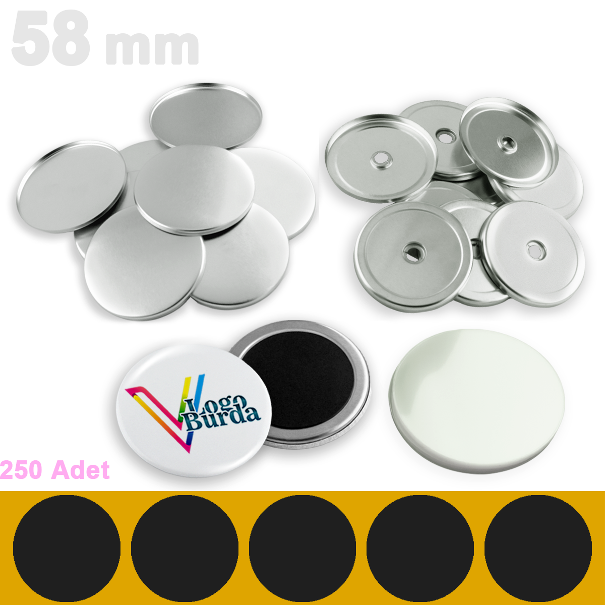 58mm Buton Sade Magnet SARF - 250 Adet