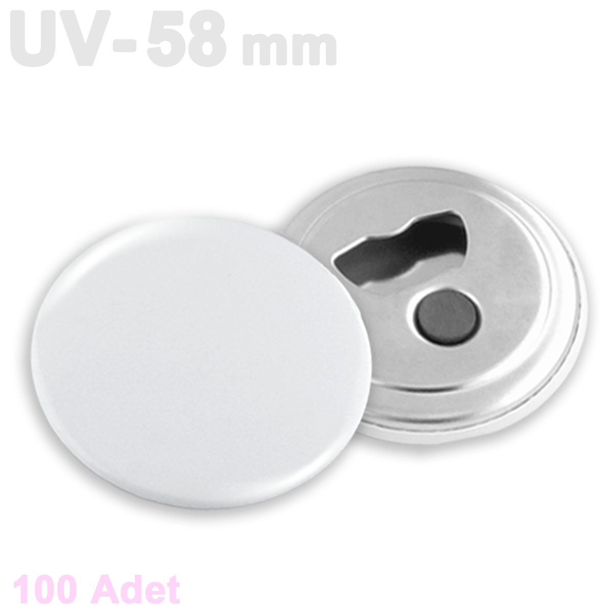 58mm UV Baskıya Uygun Buton Şişe Açacağı - 100 Adet Montajlı