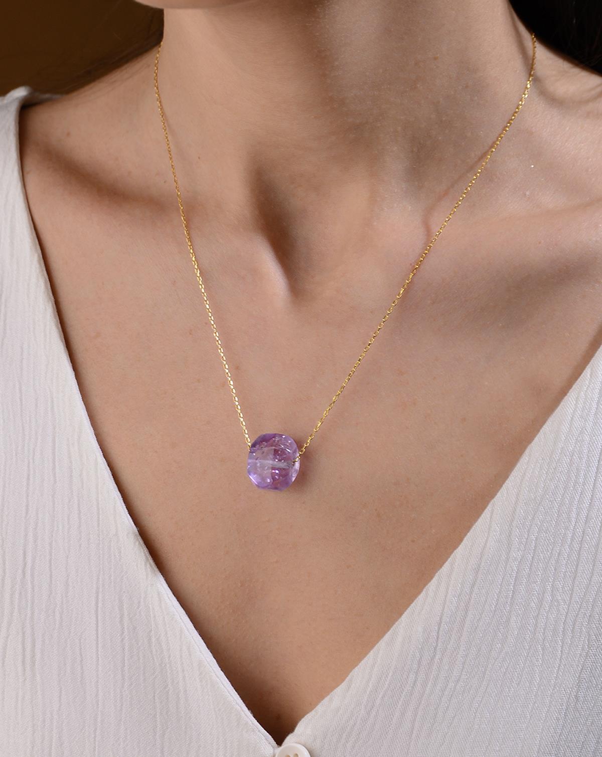 925 Ayar Gümüş Ametist Kolye