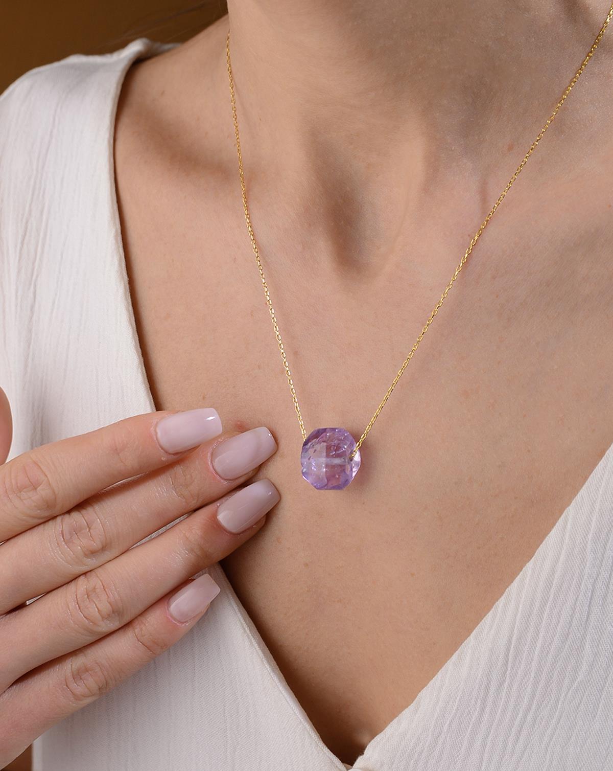 925 Ayar Gümüş Ametist Kolye