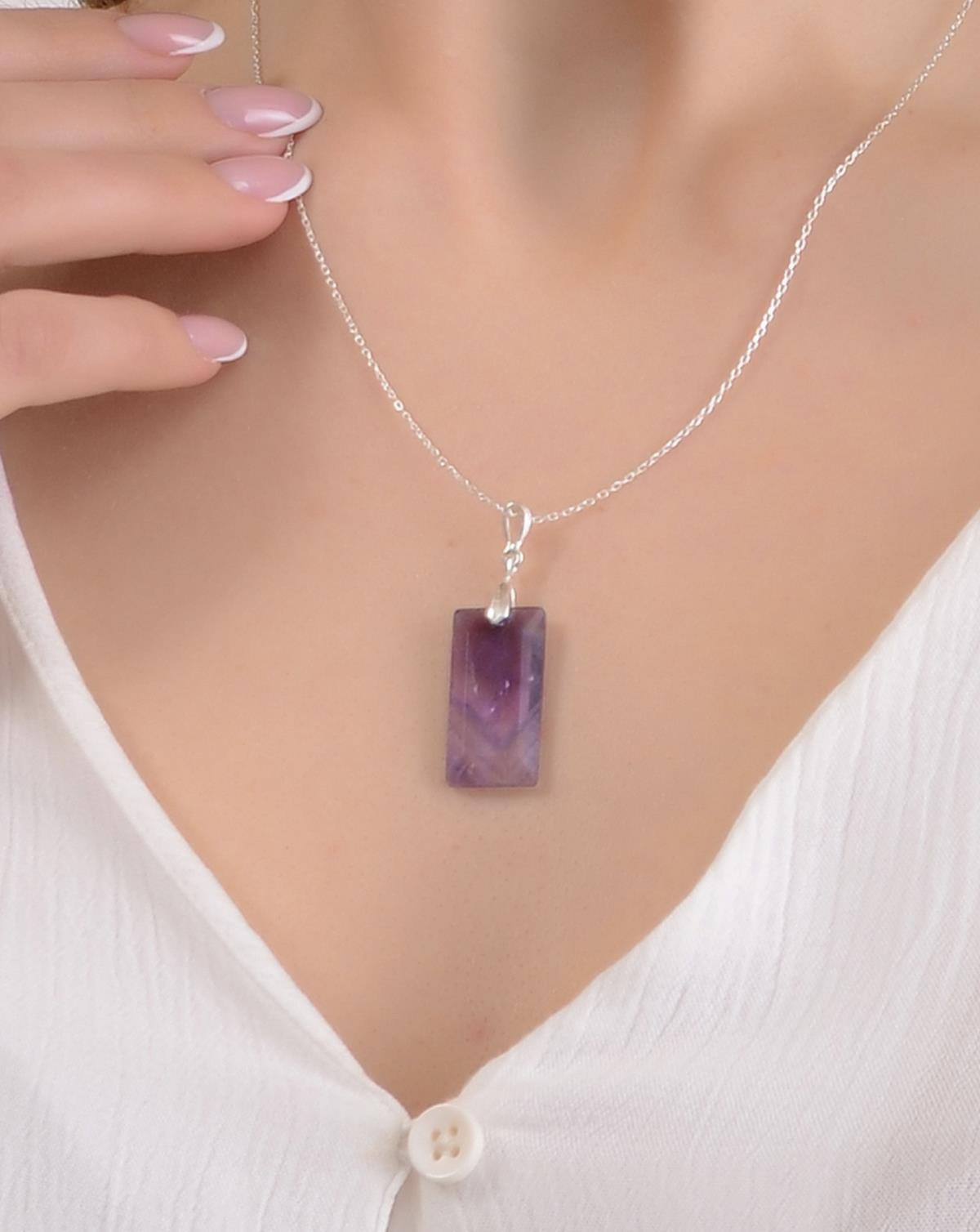 925 Ayar Gümüş Ametist Kolye