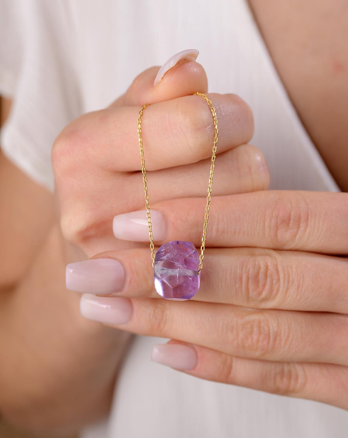 925 Ayar Gümüş Ametist Kolye