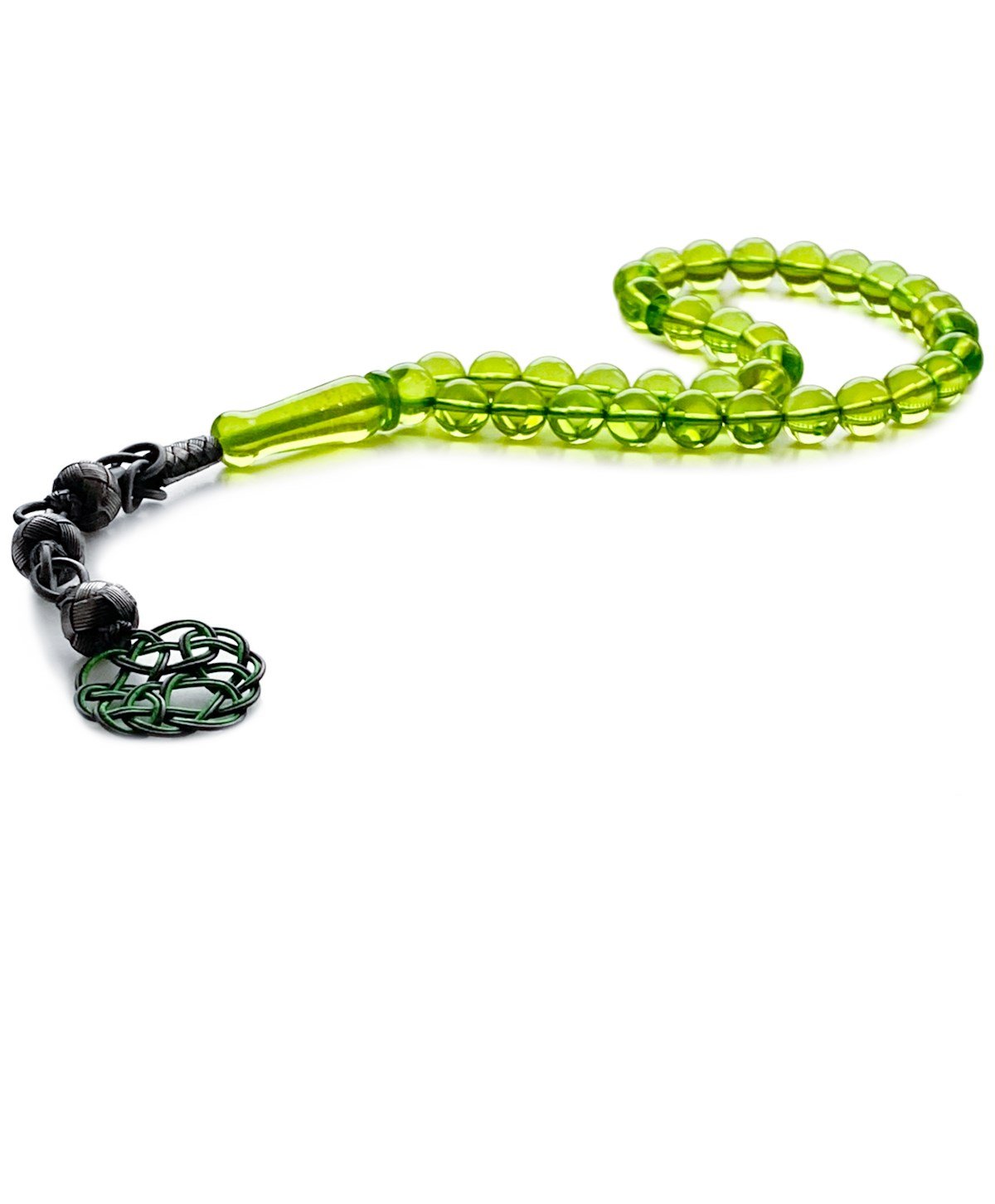 925 Ayar Gümüş Kazazi Püsküllü Küre Kesim Karayip Damla Kehribar Tesbih