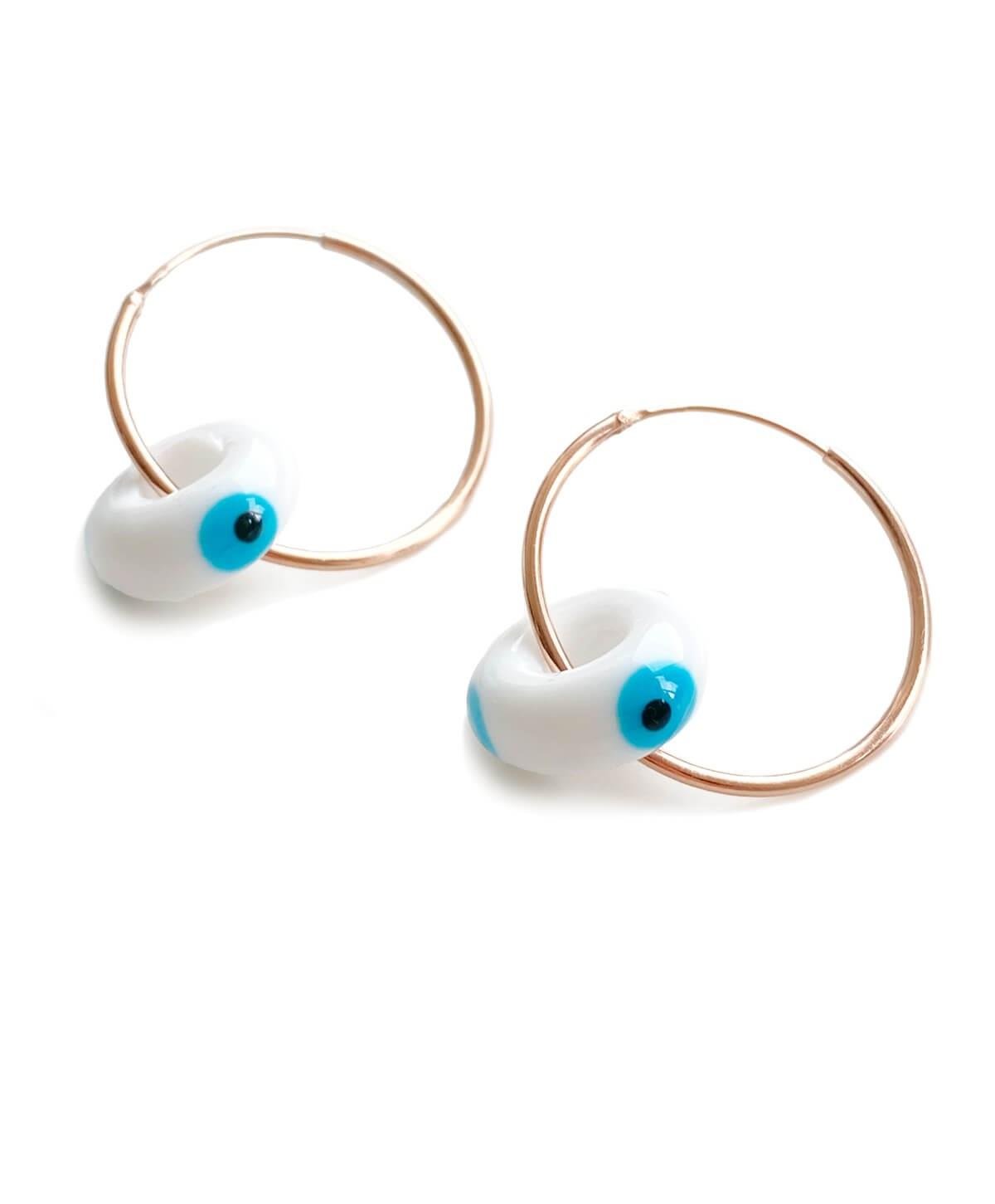 Beyaz Bodrum Boncuğu Gümüş Küpe