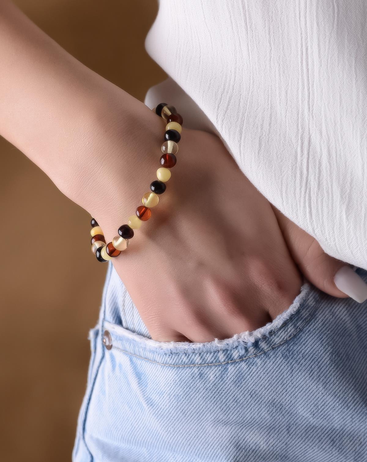 Çok Renkli Kehribar Anne Bileklik