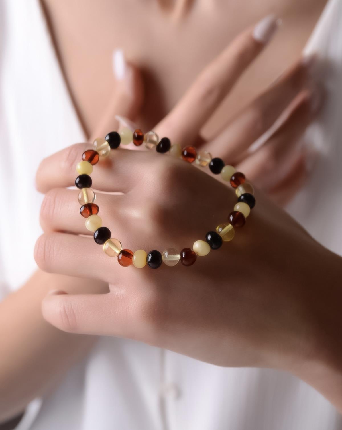 Çok Renkli Kehribar Anne Bileklik