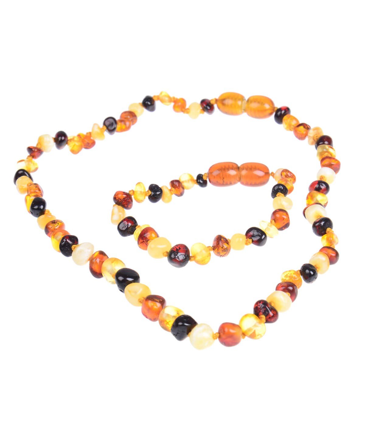 Çok Renkli Kehribar Kolye ve Kehribar Bileklik Seti