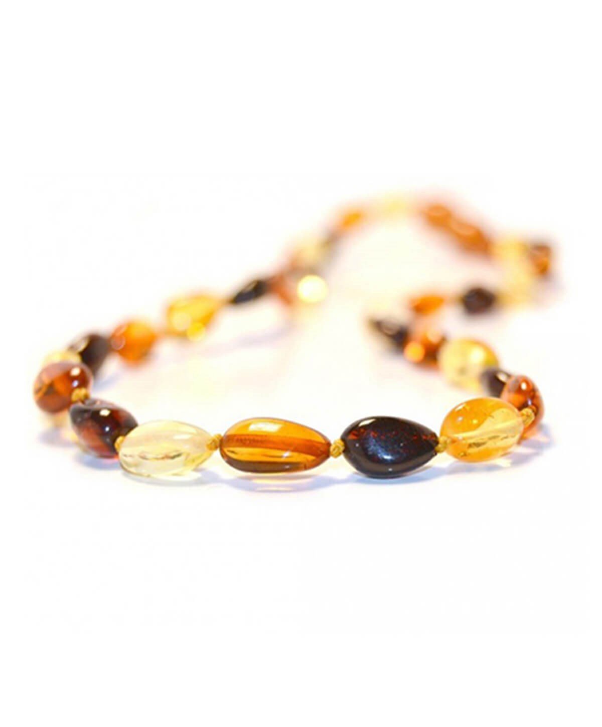 Çok Renkli Yassı Kehribar Kolye