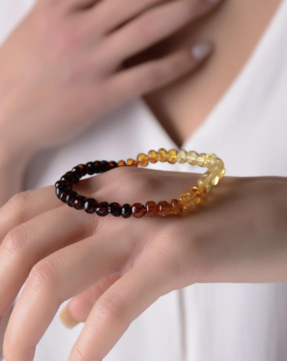 Gökkuşağı Kehribar Anne Bileklik