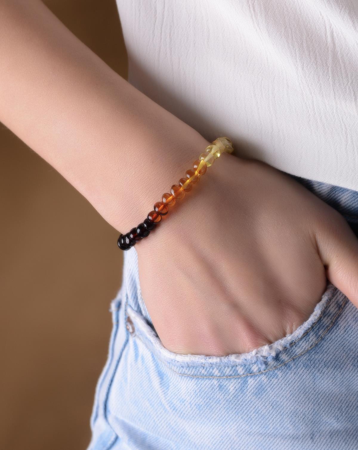 Gökkuşağı Kehribar Anne Bileklik