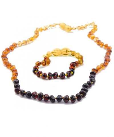 Gökkuşağı Kehribar Kolye ve Kehribar Bileklik Seti