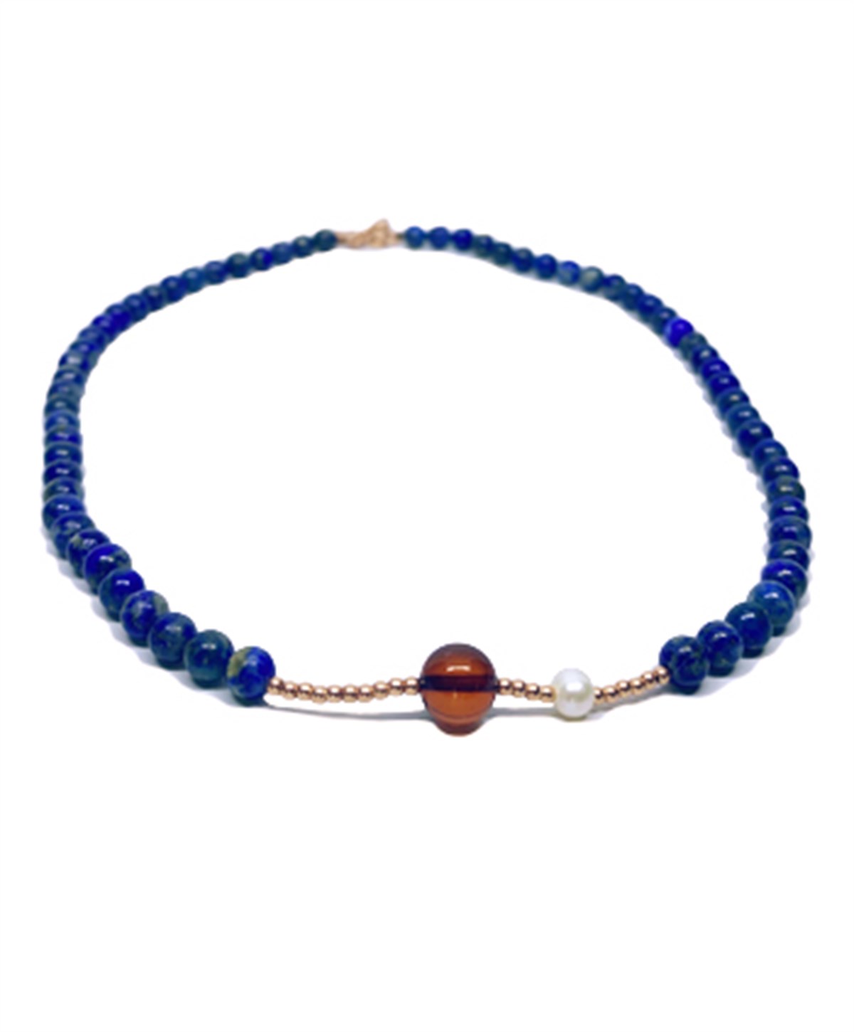 İnci Lapis Taşlı Gümüş Zincirli Karamel Rengi Anne Kehribar Kolye