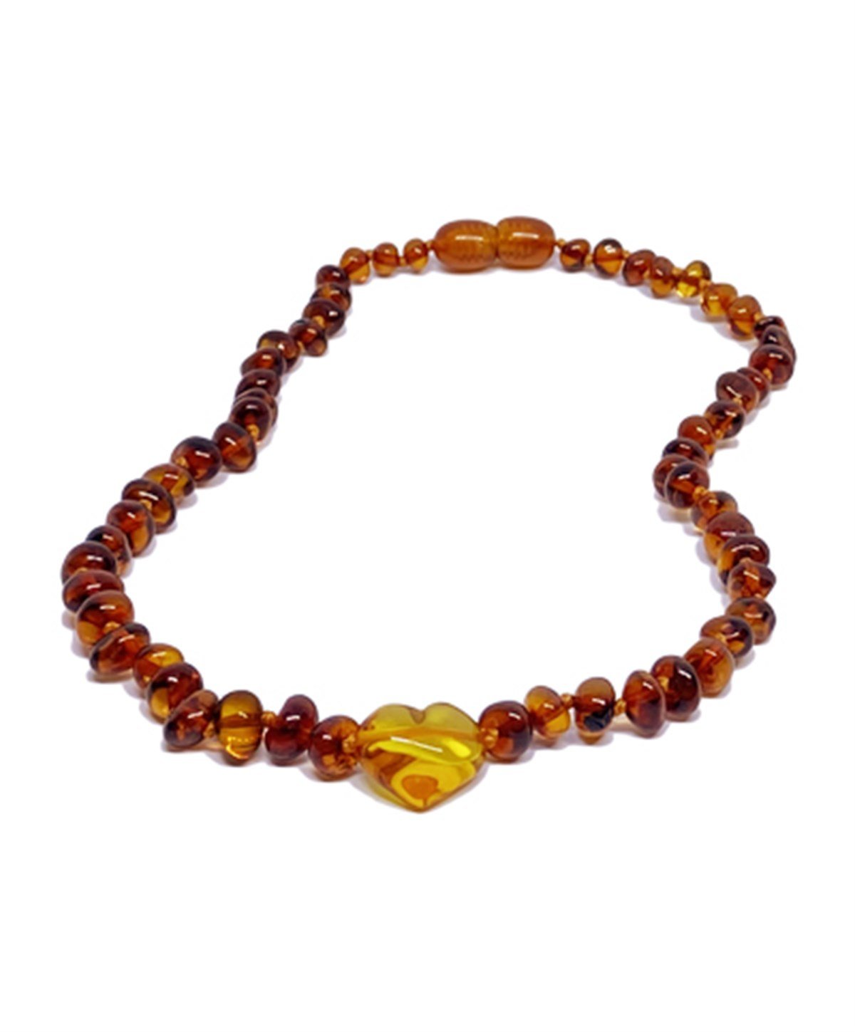 Kalpli Karamel Rengi Kehribar Kolye