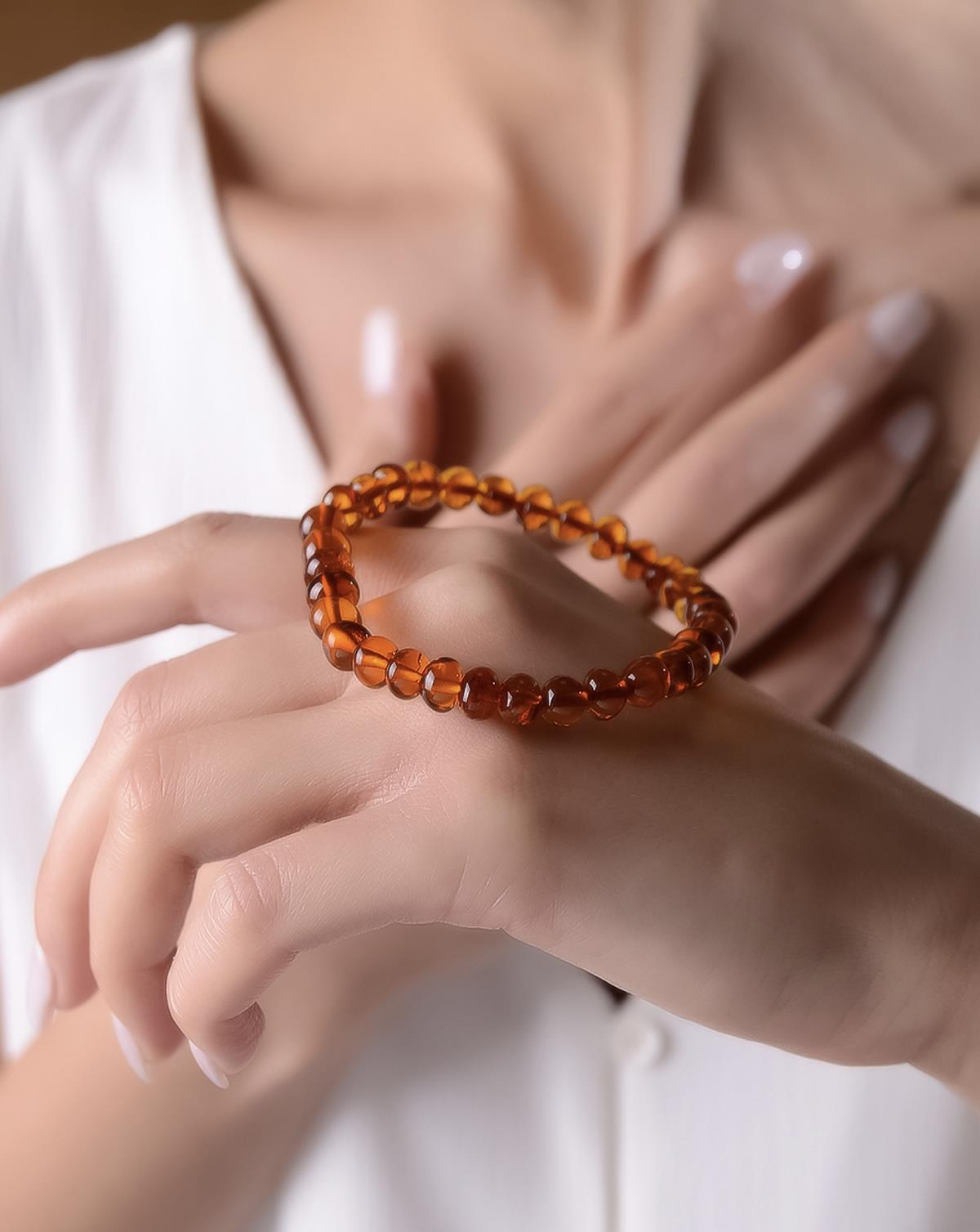 Karamel Kehribar Anne Bileklik