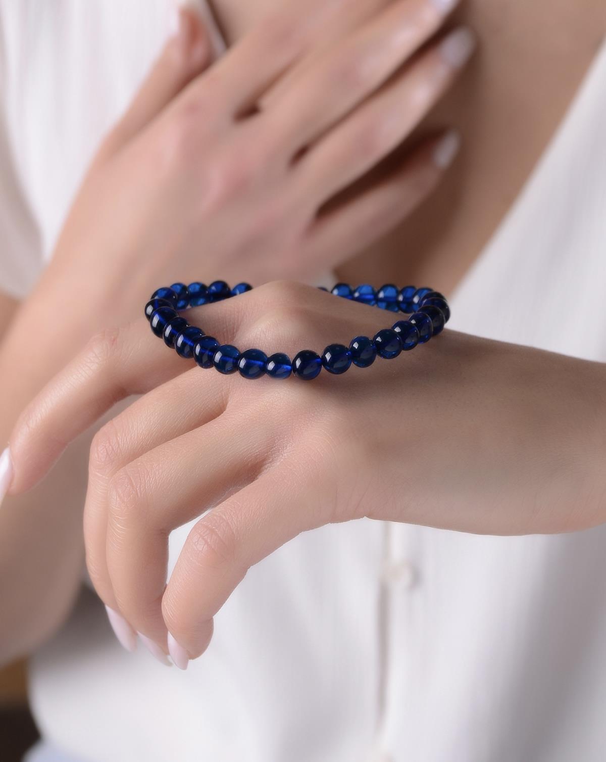 Mavi Kehribar Bileklik