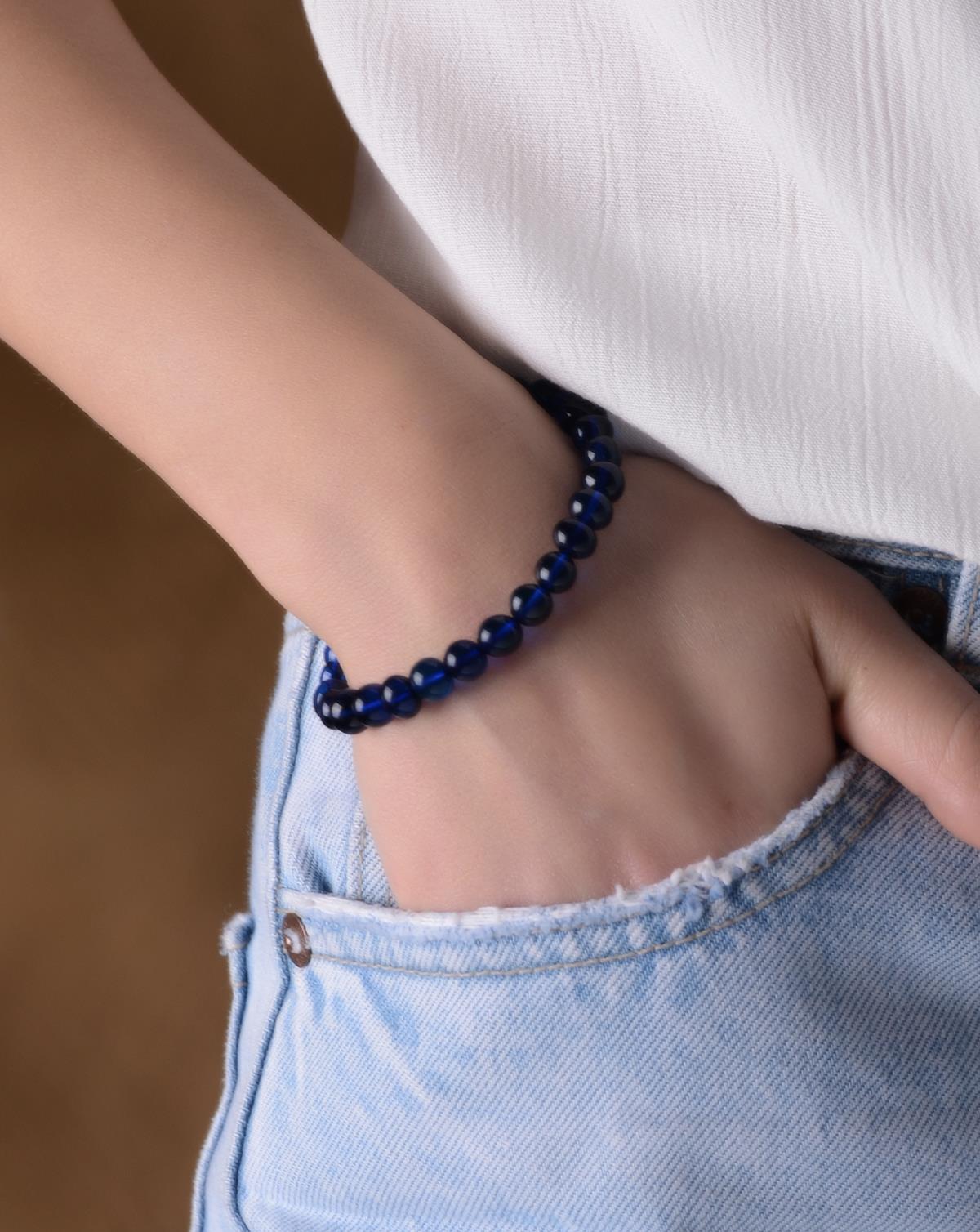 Mavi Kehribar Bileklik