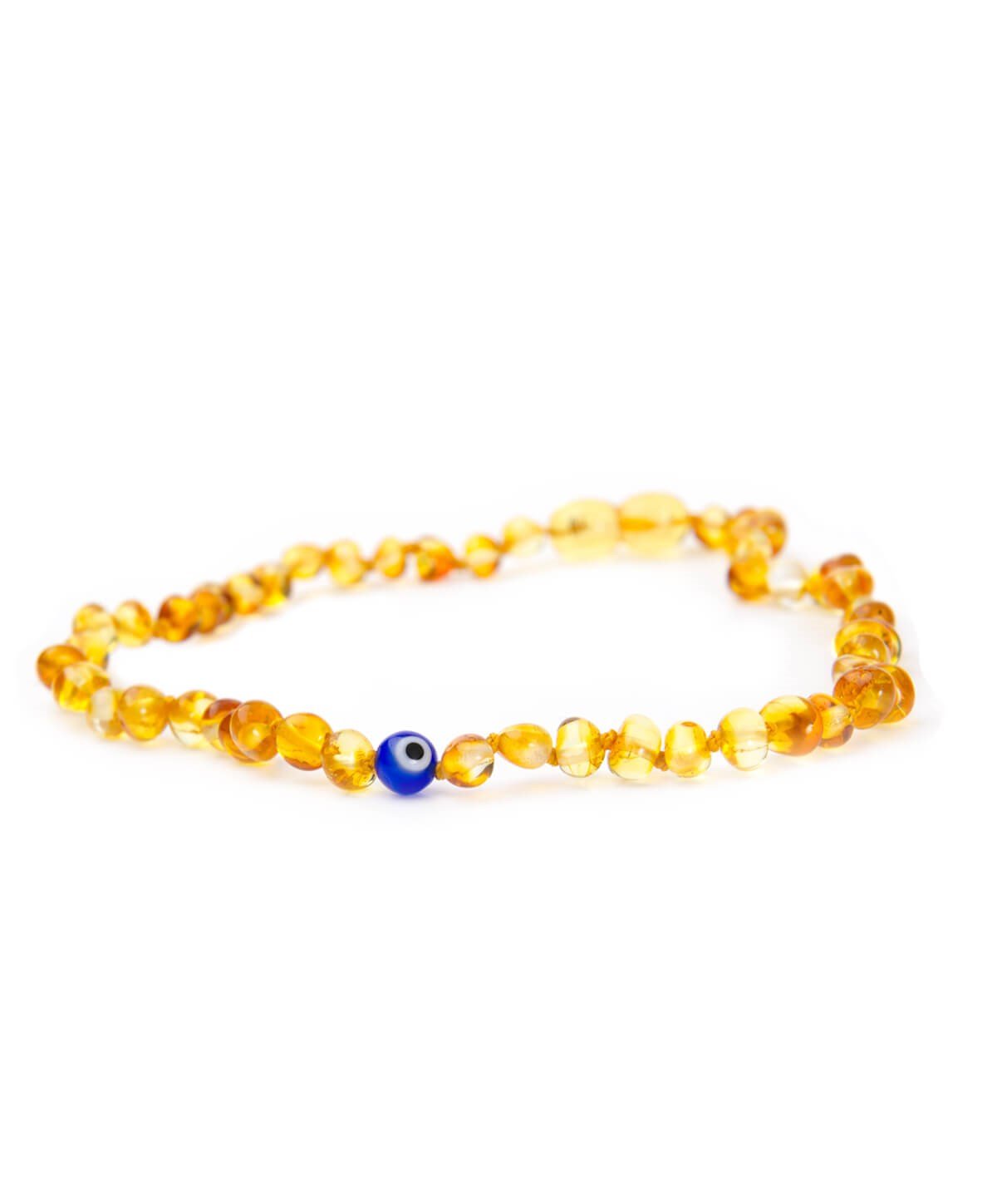 Nazar Boncuklu Bal Rengi Kehribar Kolye