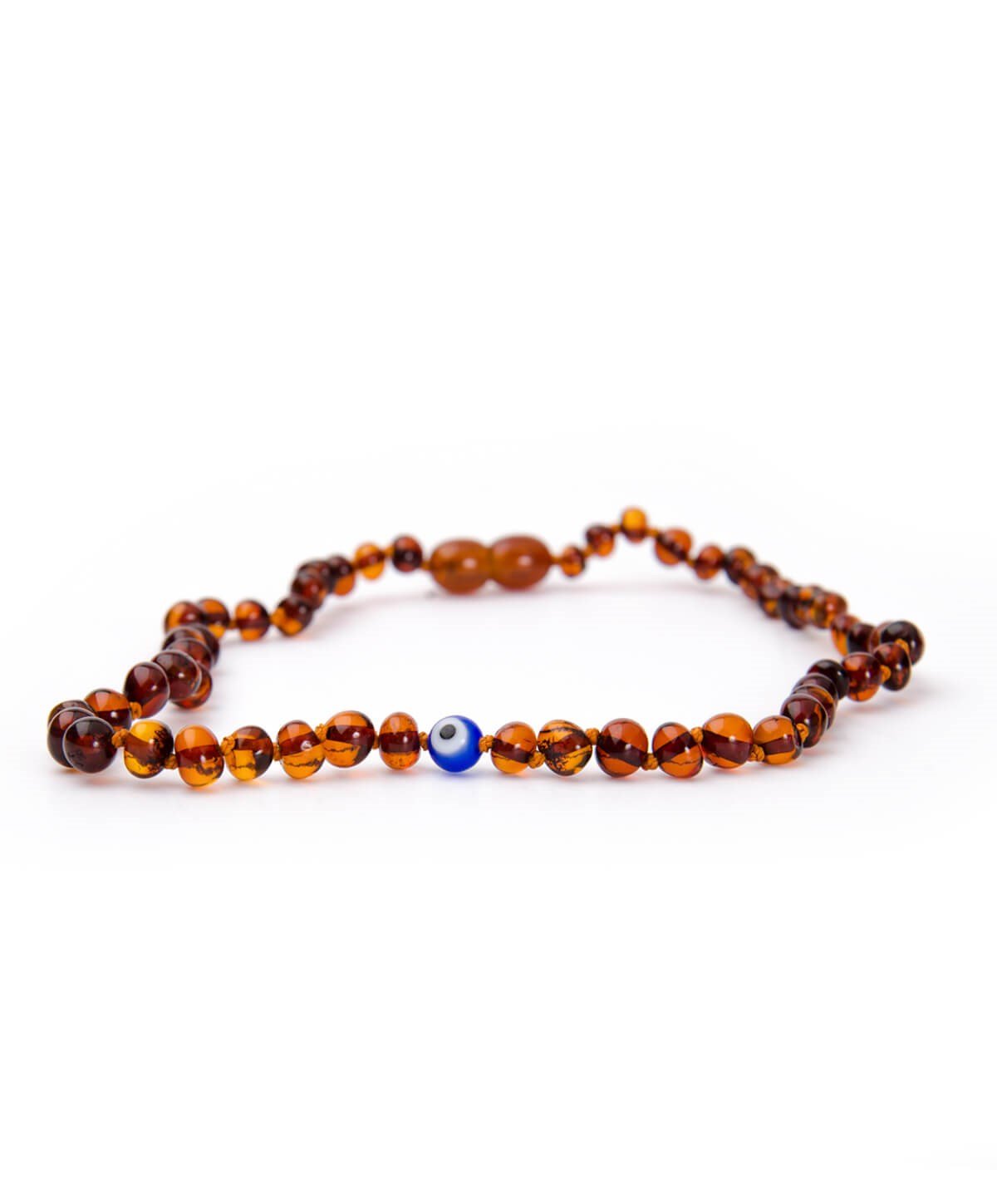 Nazar Boncuklu Karamel Rengi Kehribar Kolye