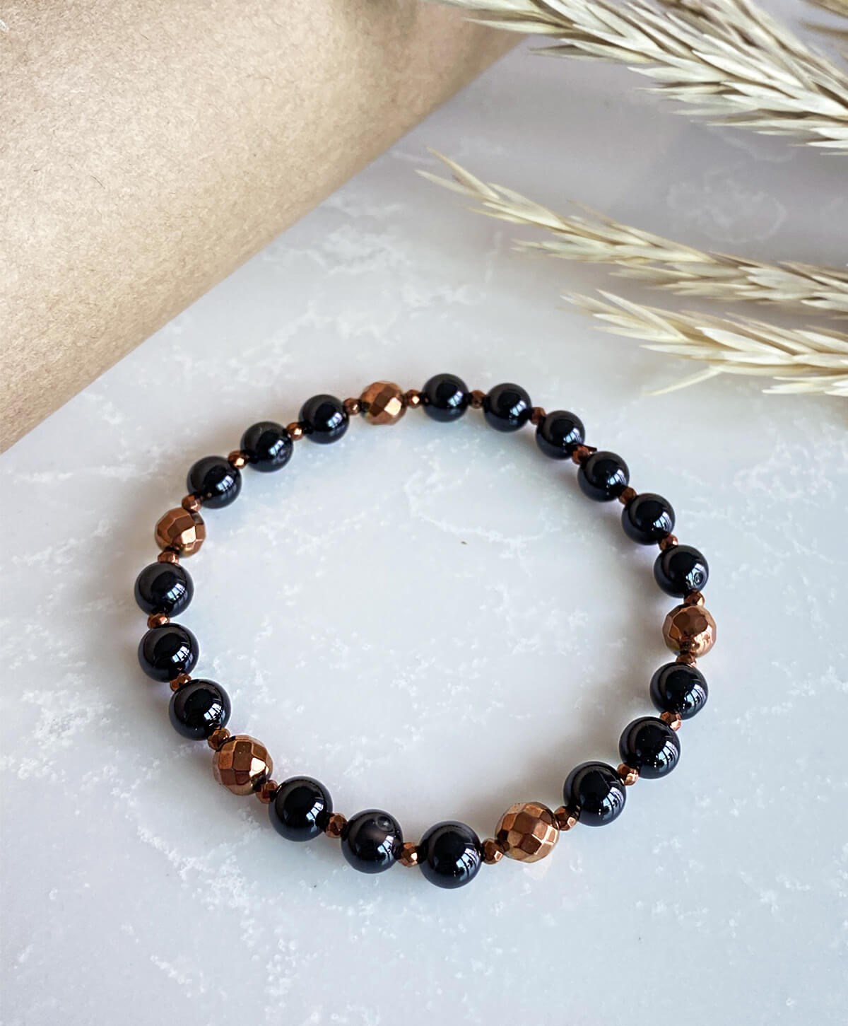 Onyx Hematit Taşlı Doğal Taş Bileklik