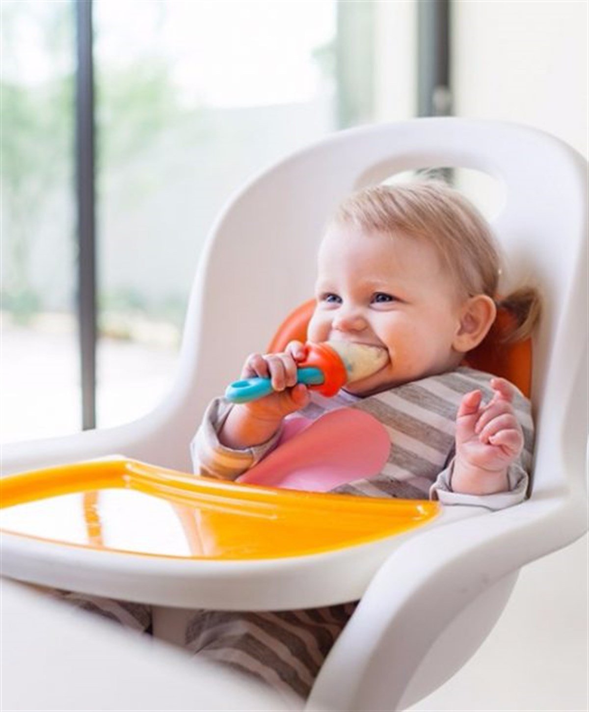 Püre (Silikon Meyve Sebze Emziği) Mavi/Turuncu