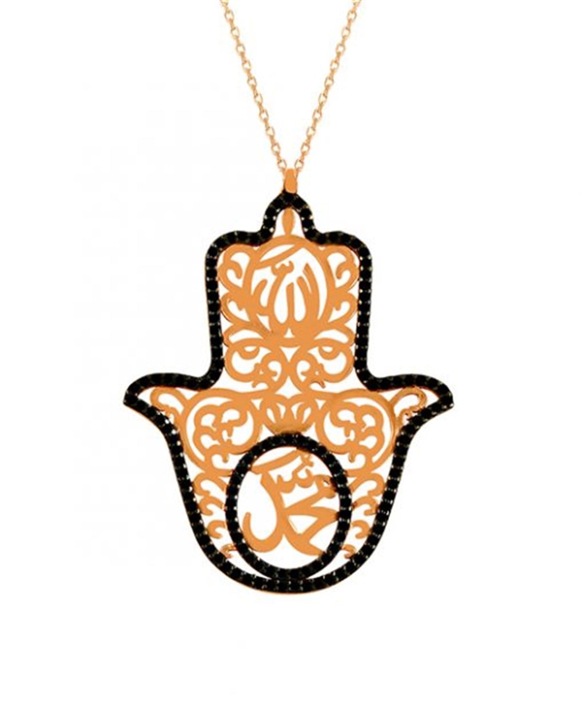 Sarı Siyah Fatmanın Eli Gümüş Kolye
