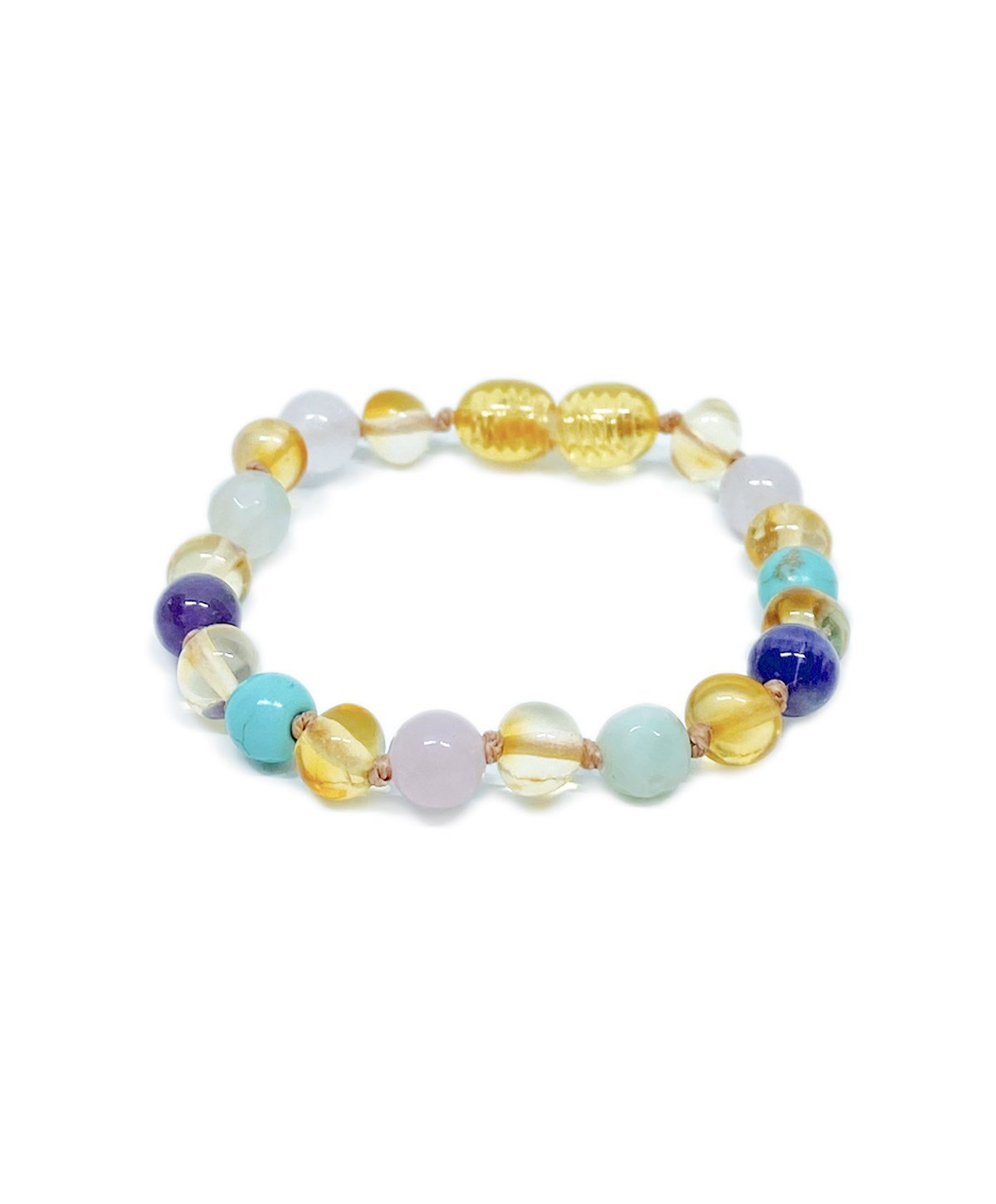 Turkuaz Ametist Quartz Amazonit Taşlı Limon Rengi Kehribar Bileklik