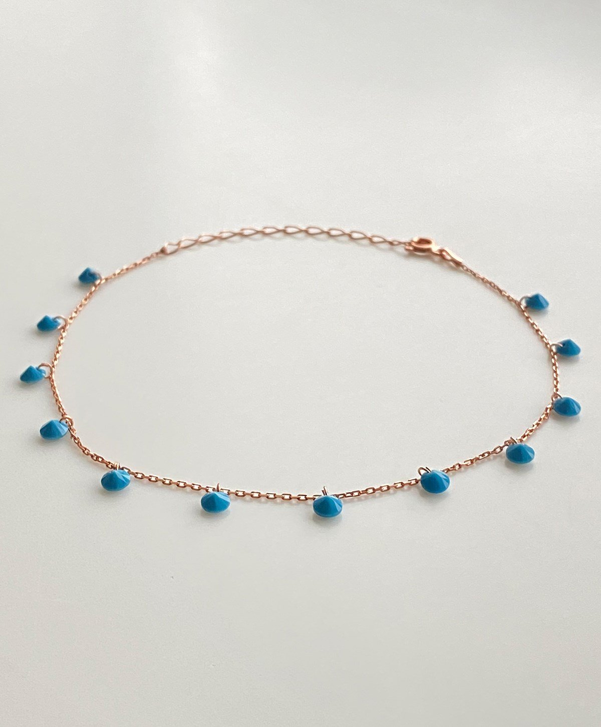 Turkuaz Taşlı Gümüş Halhal