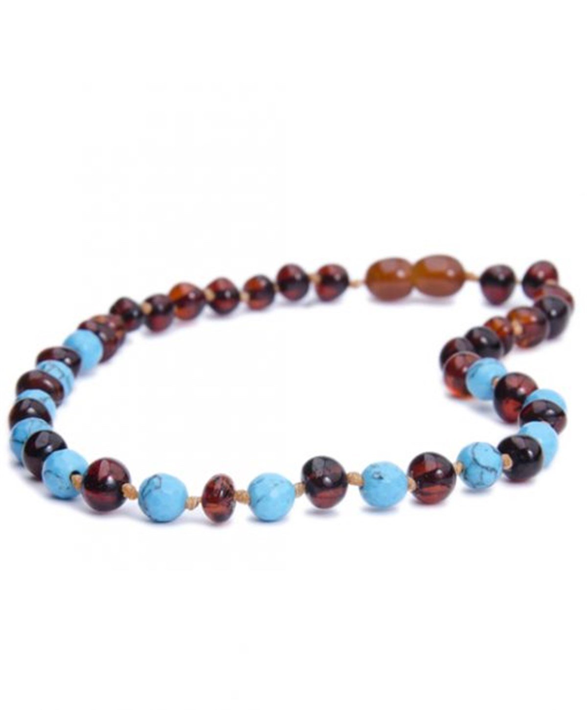 Turkuaz Taşlı Karamel Rengi Anne Kehribar Kolyesi