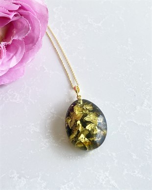 925 Ayar Gümüş Fosilli Kehribar Kolye