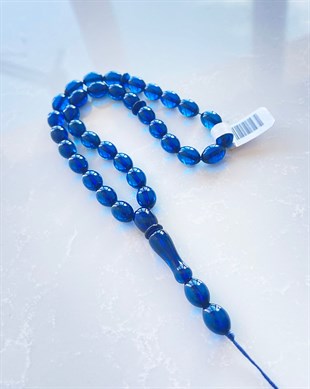 9x7mm Arpa Kesim Dominik Mavi Damla Kehribar Tesbih