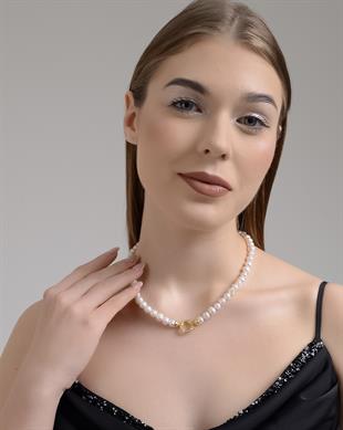 Altın Kaplama 925 Ayar Gümüş İnci Kolye