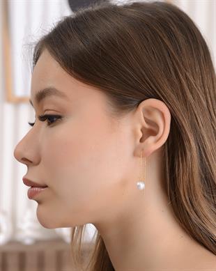 Altın Kaplama 925 Ayar Gümüş İnci Küpe