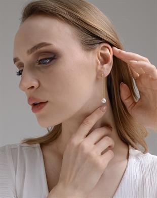 Altın Kaplama 925 Ayar Gümüş İnci Küpe